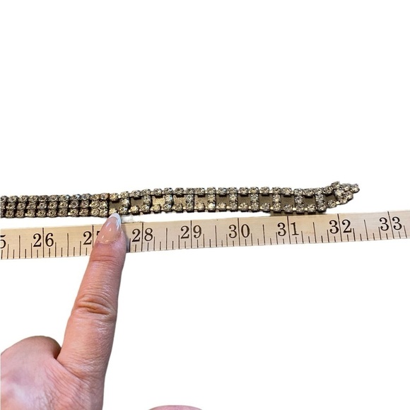 Vintage Silver Tone Sparkling Prong Set Rhinestone Bling Belt 32" x 1/2" Glam - Picture 4 of 10